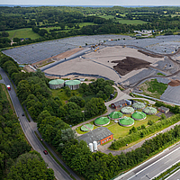 Aerial photo of Alt Duvenstedt landfill during works – cover lining to section II – 2015