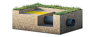 Geomalla Fortrac PipeGuard para protección de tuberías Geomalla impresa a medida con etiquetado de advertencia específico de cada país para tuberías