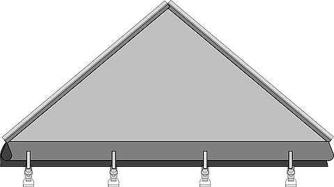 Imagen de un frontón triangular, una variante de las abrazaderas Lubratec